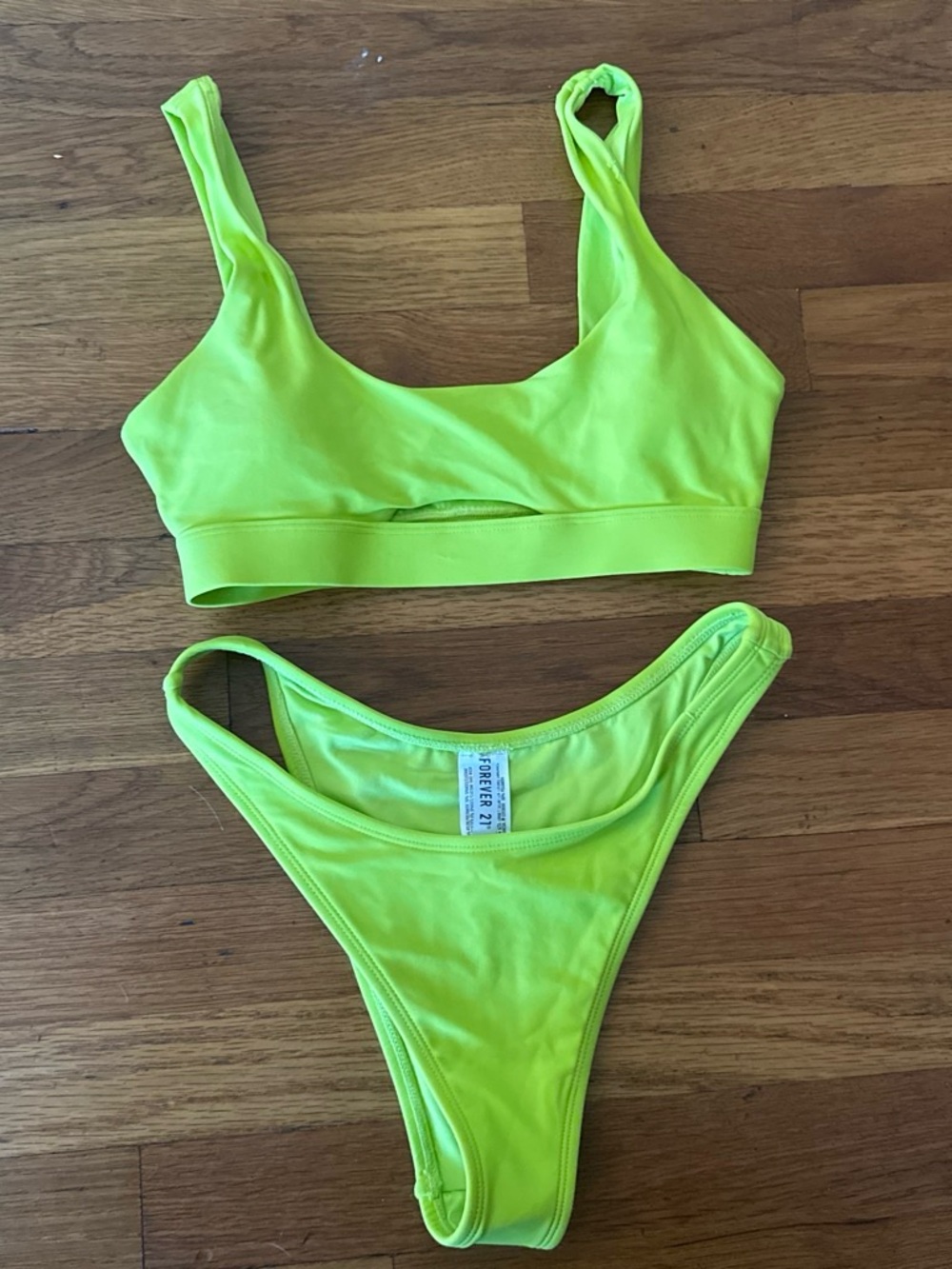 Forever 21 Neon Lime Swim Bikini Set